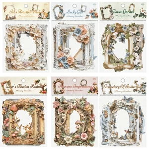 Memory Corridor Series Relief Retro Frame Collage Flower Picture Frame Handmade Account Decorative Sticker Pack