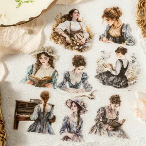 Morning Beauty Series Girl Sticker Pack French Character Handmade Account DIY Decorative Stickers 20pcs
