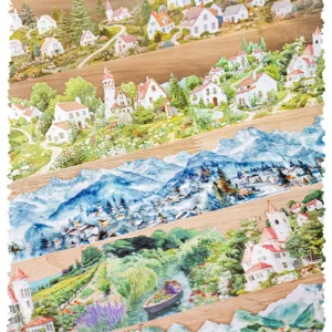 Small Village Series PET Tape Landscape Theme Handmade Account DIY Decoration Circular PET Stickers