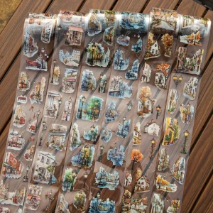 Street corner travelogue series PET tape landscape die-cutting hand account decoration ins recycling PET sticker