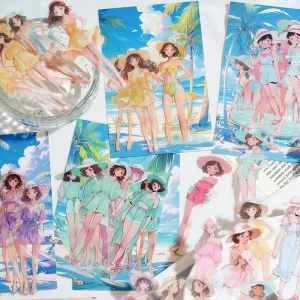 Summer Girl Series PET Sticker Bag Summer Seaside Theme Handmade Account DIY Material Decoration