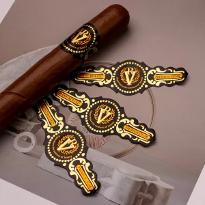 Custom Gold Foil Printing Embossing Cigar Band Labels UV Printed Logo Stickers Maker with Grained Paper for Cohiba Cigars