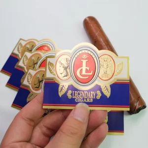 Gold Foil Embossed Cigar Label Printing Custom Cigar Ring Paper Sticker Label Cigar Bands