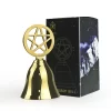 Pentagram Ringing Meditation Brass Hand Ringing Service Bell Meal Bell Tarot Ceremony Surrounding Supplies Golden Small Bell (1)