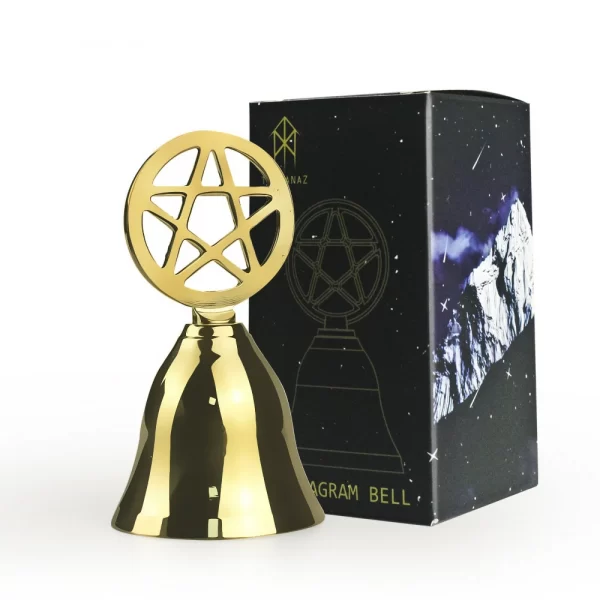 Pentagram Ringing Meditation Brass Hand Ringing Service Bell Meal Bell Tarot Ceremony Surrounding Supplies Golden Small Bell (1)
