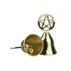 Pentagram Ringing Meditation Brass Hand Ringing Service Bell Meal Bell Tarot Ceremony Surrounding Supplies Golden Small Bell (2)