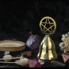 Pentagram Ringing Meditation Brass Hand Ringing Service Bell Meal Bell Tarot Ceremony Surrounding Supplies Golden Small Bell (3)
