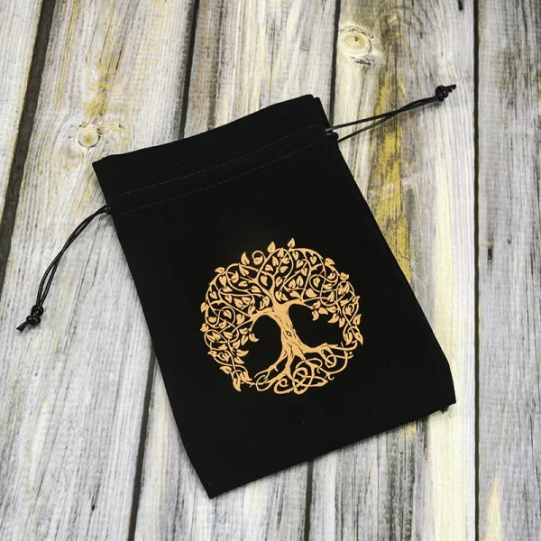 13x18 Tree of Life Velvet Card Bag Small Items Jewelry Crystal Stone Storage Bag Owl Bag Black (1)