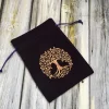13x18 Tree of Life Velvet Card Bag Small Items Jewelry Crystal Stone Storage Bag Owl Bag Black (12)