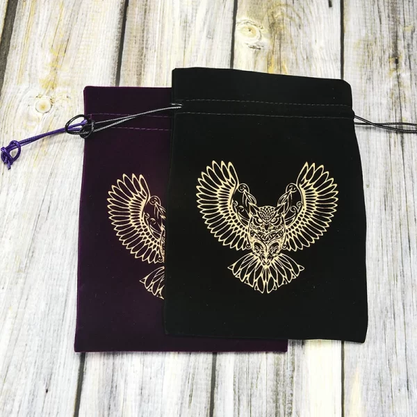 13x18 Tree of Life Velvet Card Bag Small Items Jewelry Crystal Stone Storage Bag Owl Bag Black (8)