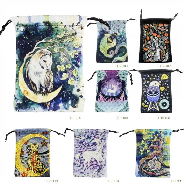 13x18cm Tarot Bag New Colorful Animal Printed Velvet Bag Christmas Gift Accessories Bundle Pocket Storage (1)