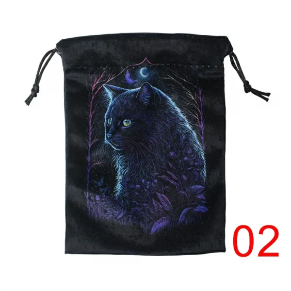 2 Black Cat Double sided Color Printed Velvet Bag Lise Velvet Talob Bag Tarot Table Bag Gift Bundle Pocket Crystal Bag (3)