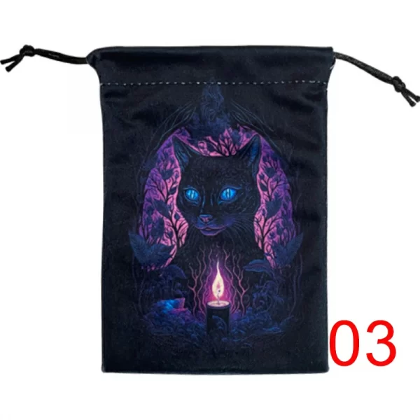 2 Black Cat Double sided Color Printed Velvet Bag Lise Velvet Talob Bag Tarot Table Bag Gift Bundle Pocket Crystal Bag (4)