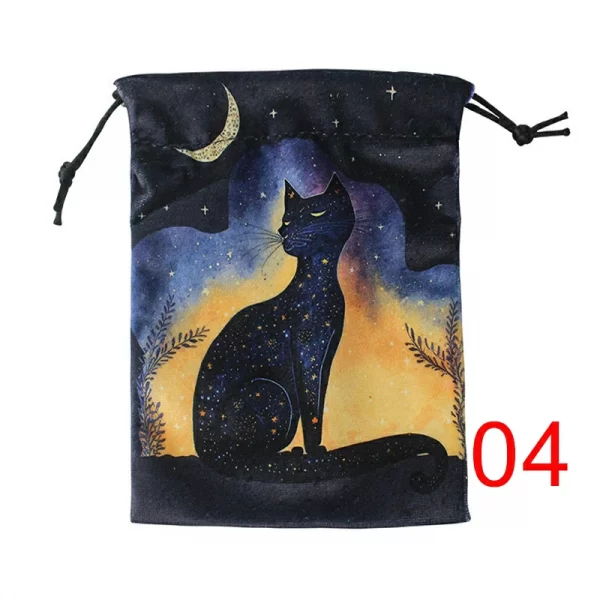 2 Black Cat Double sided Color Printed Velvet Bag Lise Velvet Talob Bag Tarot Table Bag Gift Bundle Pocket Crystal Bag (5)