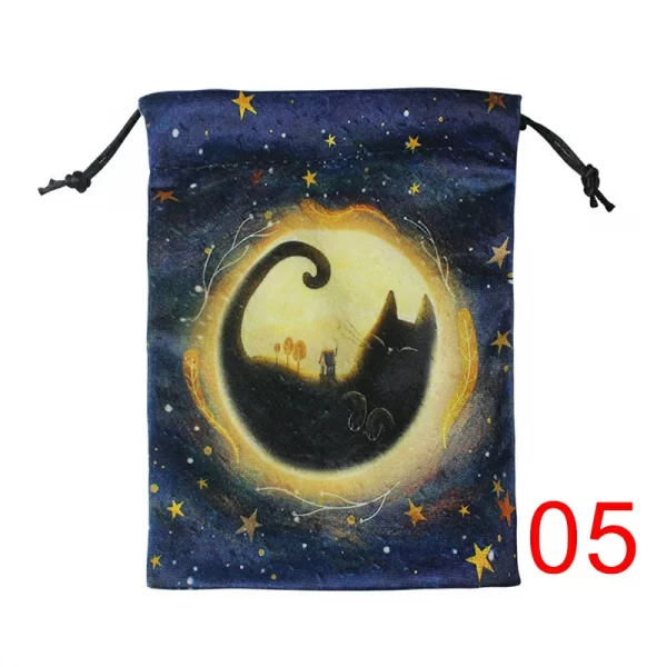 2 Black Cat Double sided Color Printed Velvet Bag Lise Velvet Talob Bag Tarot Table Bag Gift Bundle Pocket Crystal Bag (6)