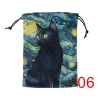 2 Black Cat Double sided Color Printed Velvet Bag Lise Velvet Talob Bag Tarot Table Bag Gift Bundle Pocket Crystal Bag (7)