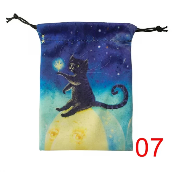 2 Black Cat Double sided Color Printed Velvet Bag Lise Velvet Talob Bag Tarot Table Bag Gift Bundle Pocket Crystal Bag (8)