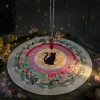 2024 New Black Cat Spirit Pendant Unknown Ceremony Pad Color Printed Circular Meditation Rubber Pad Mouse Pad (11)