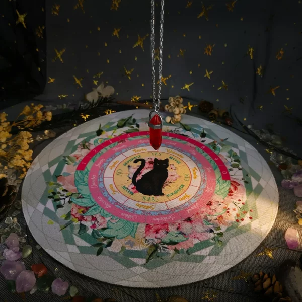 2024 New Black Cat Spirit Pendant Unknown Ceremony Pad Color Printed Circular Meditation Rubber Pad Mouse Pad (11)