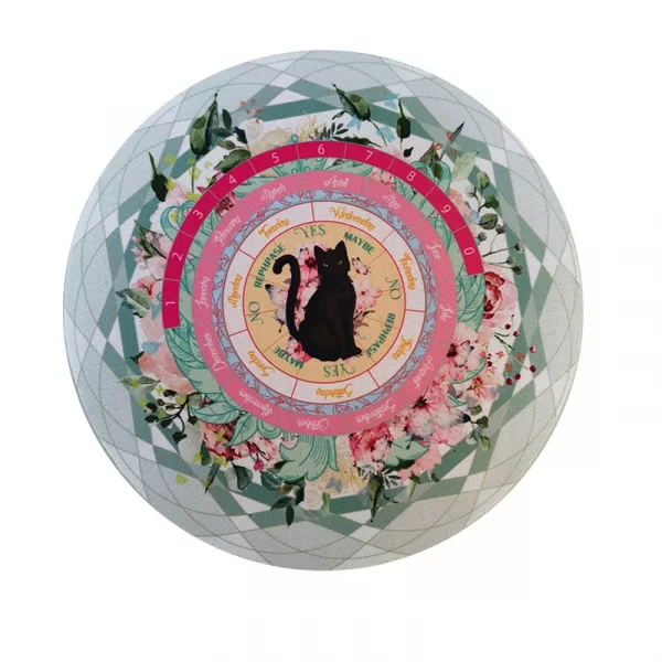 2024 New Black Cat Spirit Pendant Unknown Ceremony Pad Color Printed Circular Meditation Rubber Pad Mouse Pad (3)