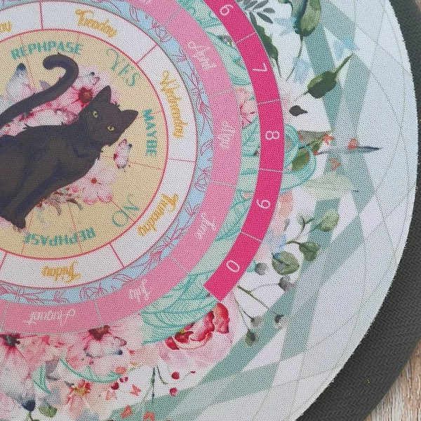 2024 New Black Cat Spirit Pendant Unknown Ceremony Pad Color Printed Circular Meditation Rubber Pad Mouse Pad (4)