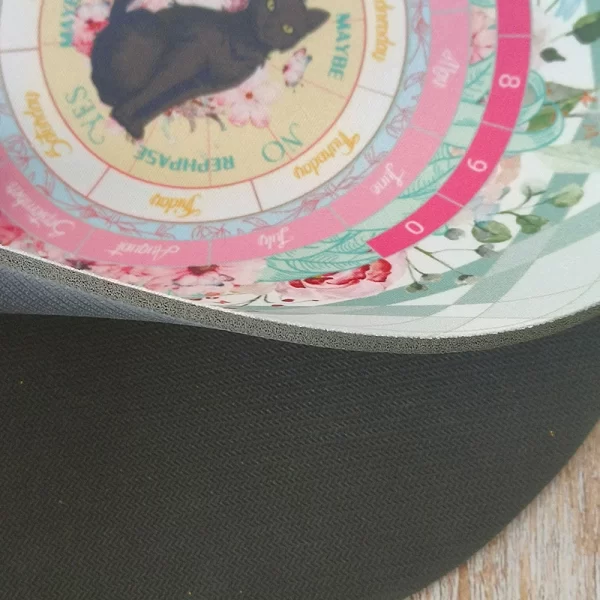 2024 New Black Cat Spirit Pendant Unknown Ceremony Pad Color Printed Circular Meditation Rubber Pad Mouse Pad (5)