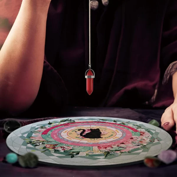 2024 New Black Cat Spirit Pendant Unknown Ceremony Pad Color Printed Circular Meditation Rubber Pad Mouse Pad (6)