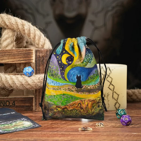 2024 New Cat Crystal Velvet Bag Animal Card Speed Pocket Tarot Card Bag Storage Bag Gift Bag (11)