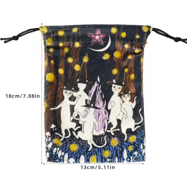 2024 New Cat Crystal Velvet Bag Animal Card Speed Pocket Tarot Card Bag Storage Bag Gift Bag (7)