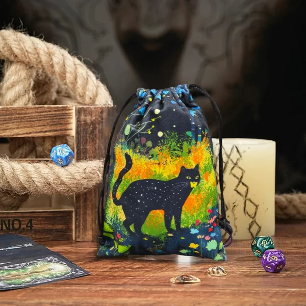 2024 New Cat Crystal Velvet Bag Animal Card Speed Pocket Tarot Card Bag Storage Bag Gift Bag (8)