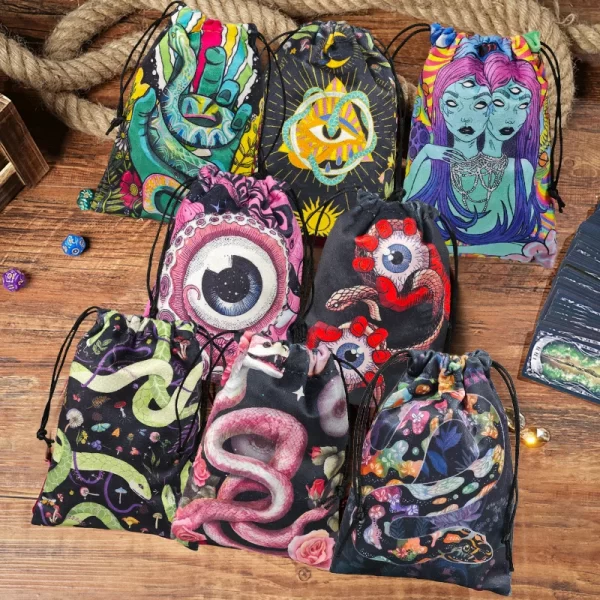 2024 New Colorful Animal Snake Velvet Bag Card Speed Pocket Tarot Card Storage Bag Crystal Gem Gift Bag (4)