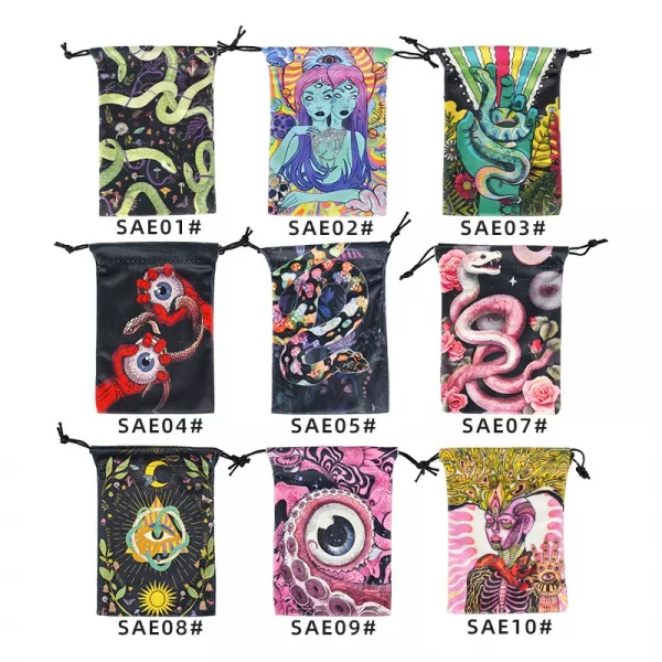 2024 New Colorful Animal Snake Velvet Bag Card Speed Pocket Tarot Card Storage Bag Crystal Gem Gift Bag (7)