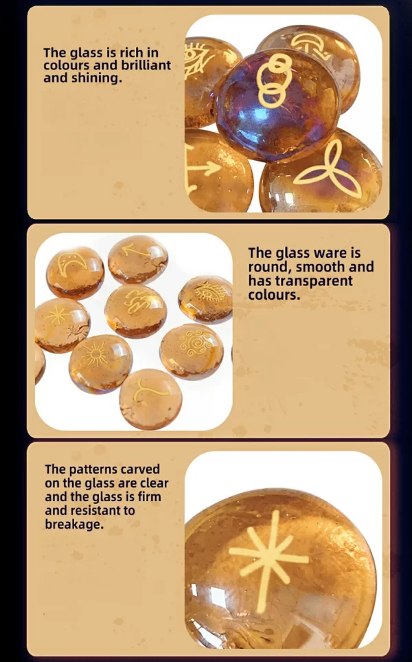 2024 New Witch Runes Glass Carving Witch Letter Symbols Inscription Stone 13-Piece Engraved Symbols (14)