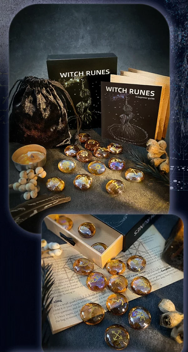 2024 New Witch Runes Glass Carving Witch Letter Symbols Inscription Stone 13-Piece Engraved Symbols (2)