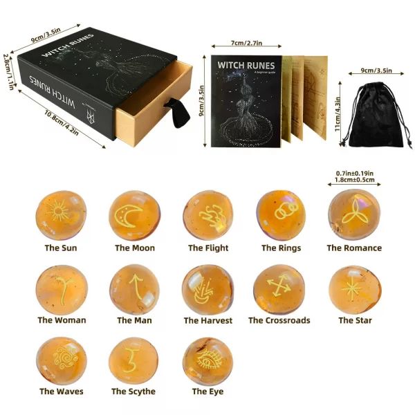 2024 New Witch Runes Glass Carving Witch Letter Symbols Inscription Stone 13-Piece Engraved Symbols (5)