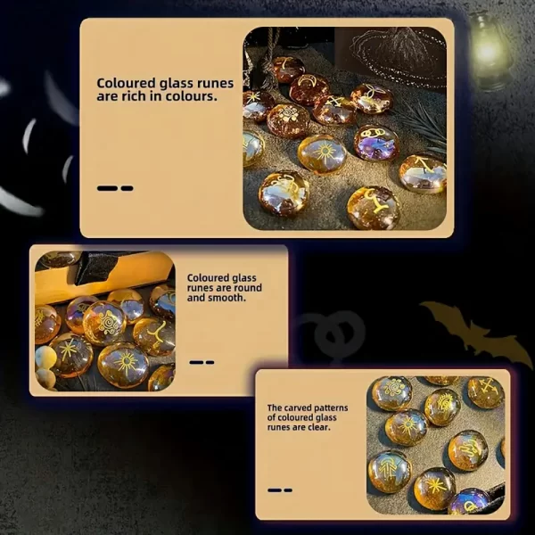 2024 New Witch Runes Glass Carving Witch Letter Symbols Inscription Stone 13-Piece Engraved Symbols (9)