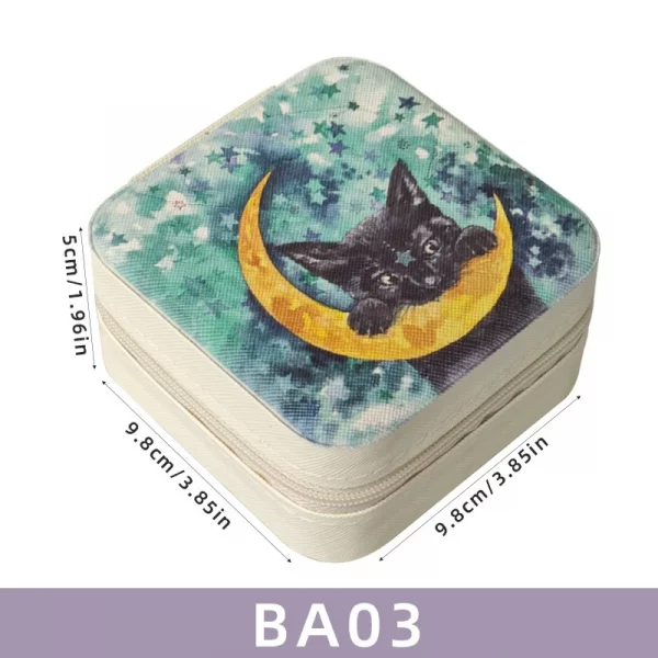 2024 new arrival black cat crystal box velvet jewelry box inscription dice storage box jewelry gift box zipper cloth box (19)