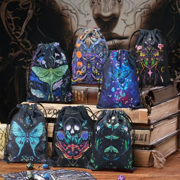 2024 new double-sided color printed butterfly velvet cloth bag, animal card speed pocket, tarot bag, storage bag, gift bag (1)