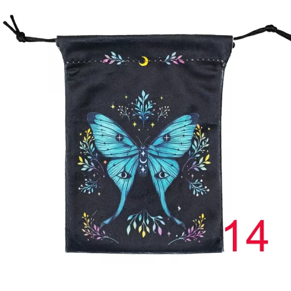 2024 new double-sided color printed butterfly velvet cloth bag, animal card speed pocket, tarot bag, storage bag, gift bag (11)