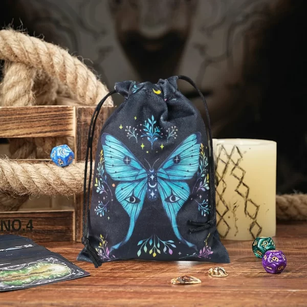 2024 new double-sided color printed butterfly velvet cloth bag, animal card speed pocket, tarot bag, storage bag, gift bag (18)