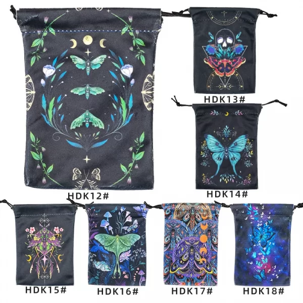 2024 new double-sided color printed butterfly velvet cloth bag, animal card speed pocket, tarot bag, storage bag, gift bag (3)