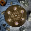 2024 new wooden plate Metatron crystal lattice ceremonial plate calendar double-sided roulette oak carving meditation star chart (10)