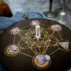 2024 new wooden plate Metatron crystal lattice ceremonial plate calendar double-sided roulette oak carving meditation star chart (11)