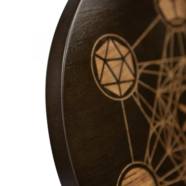 2024 new wooden plate Metatron crystal lattice ceremonial plate calendar double-sided roulette oak carving meditation star chart (5)