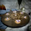2024 new wooden plate Metatron crystal lattice ceremonial plate calendar double-sided roulette oak carving meditation star chart (9)