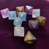 8-sided Dreamy Starry Sky Lane Dice Letter, Rune Alphabet Dice Set 3pcs Magical Purple Starlit Resin Dice, Velvet Bag (10)