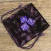 8-sided Dreamy Starry Sky Lane Dice Letter, Rune Alphabet Dice Set 3pcs Magical Purple Starlit Resin Dice, Velvet Bag (11)