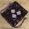 8-sided Dreamy Starry Sky Lane Dice Letter, Rune Alphabet Dice Set 3pcs Magical Purple Starlit Resin Dice, Velvet Bag (16)
