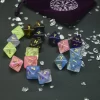 8-sided Dreamy Starry Sky Lane Dice Letter, Rune Alphabet Dice Set 3pcs Magical Purple Starlit Resin Dice, Velvet Bag (6)