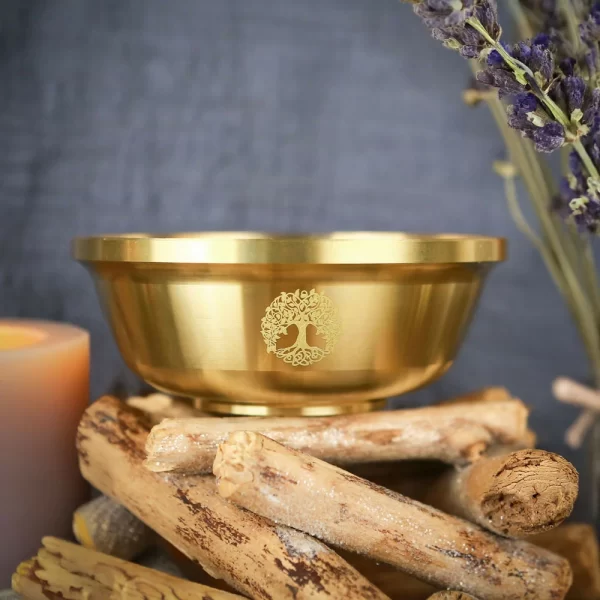 9cm pentagram brass bowl, three-phase moon copper bowl, dedicated metal aromatherapy bowl, crystal storage bowl, ceremonial water supply bowl (15)